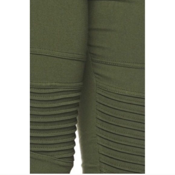 Moto Biker Pant Olive Leggings - Picture 3 of 3